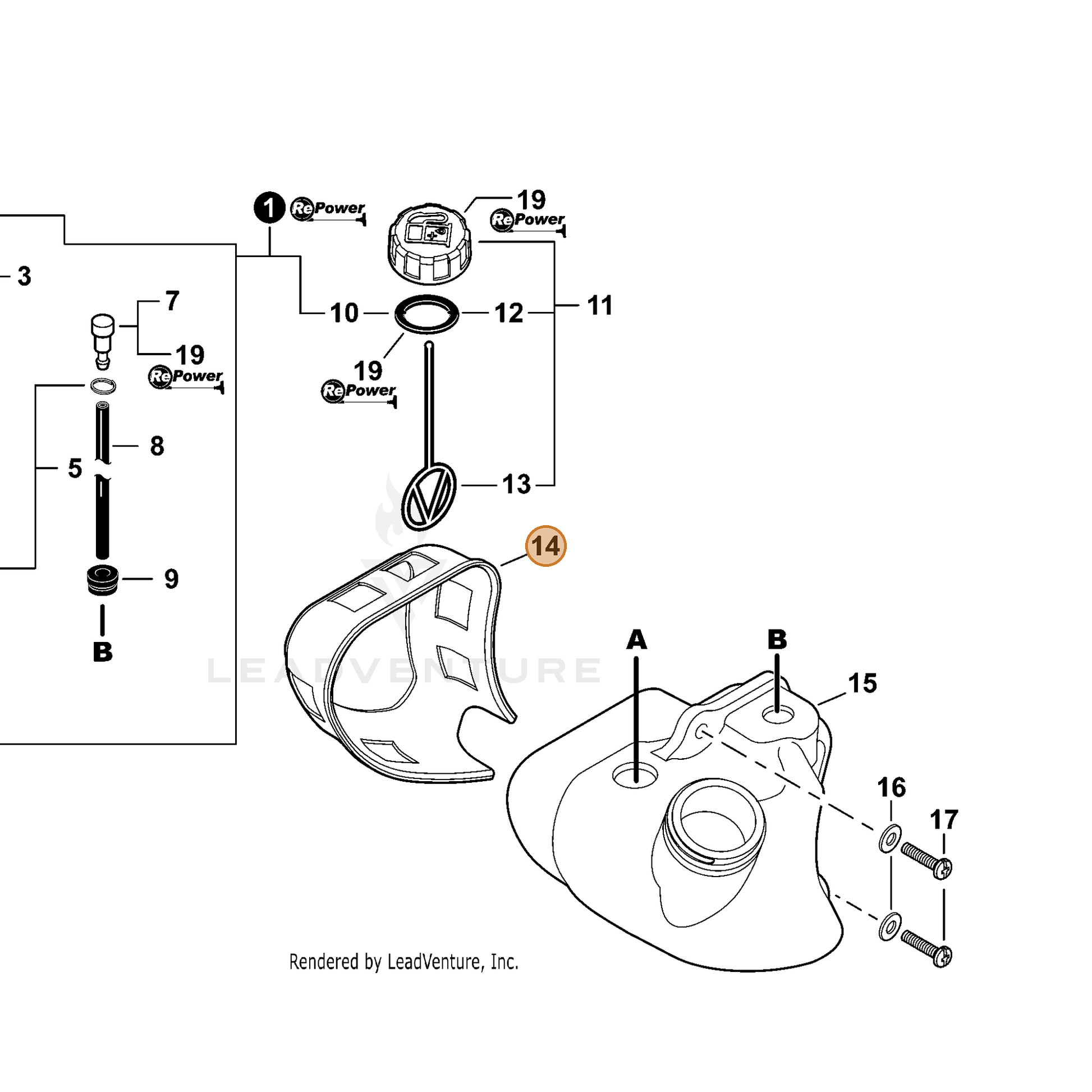 ECHO part V420001430 — IPL diagram snippet (6x zoom, amber highlight)