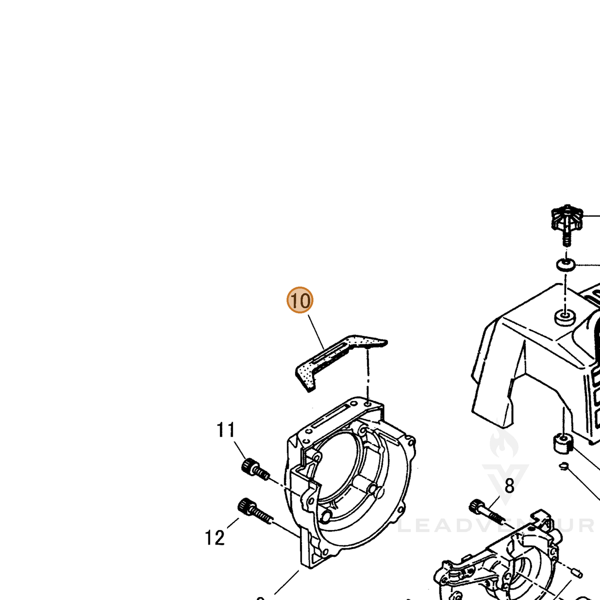 Echo part V420002350 — IPL diagram snippet (6x zoom, amber highlight)