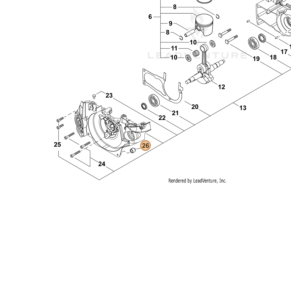 ECHO part V420002780 — IPL diagram snippet (6x zoom, amber highlight)