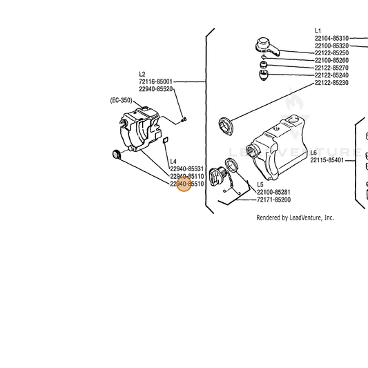 Echo part V420002890 — IPL diagram snippet (6x zoom, amber highlight)