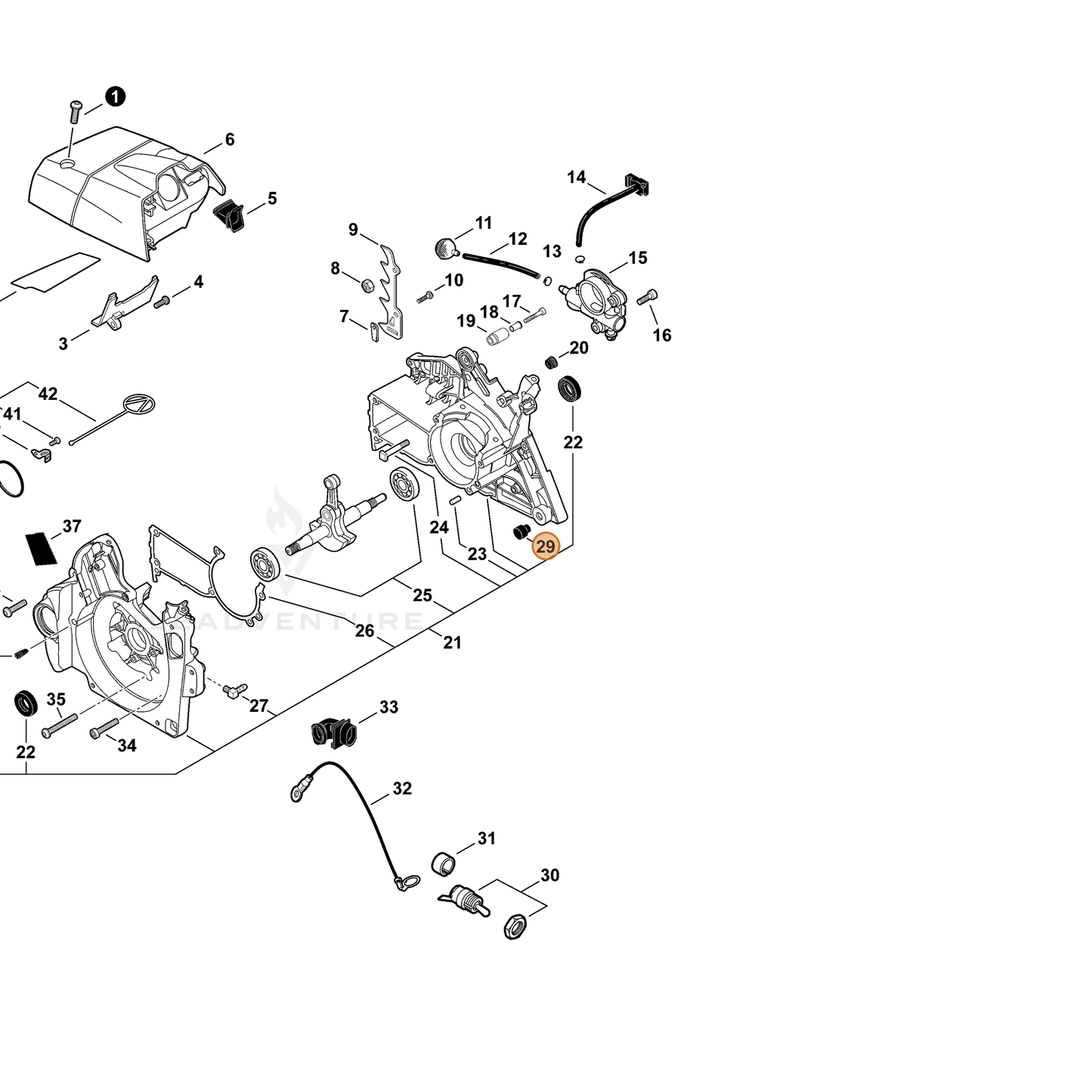 ECHO part V420003800 — IPL diagram snippet (6x zoom, amber highlight)