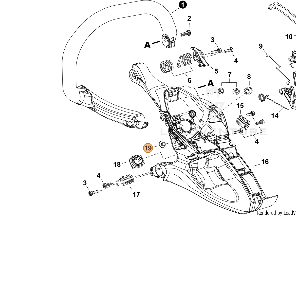 ECHO part V420004980 — IPL diagram snippet (6x zoom, amber highlight)