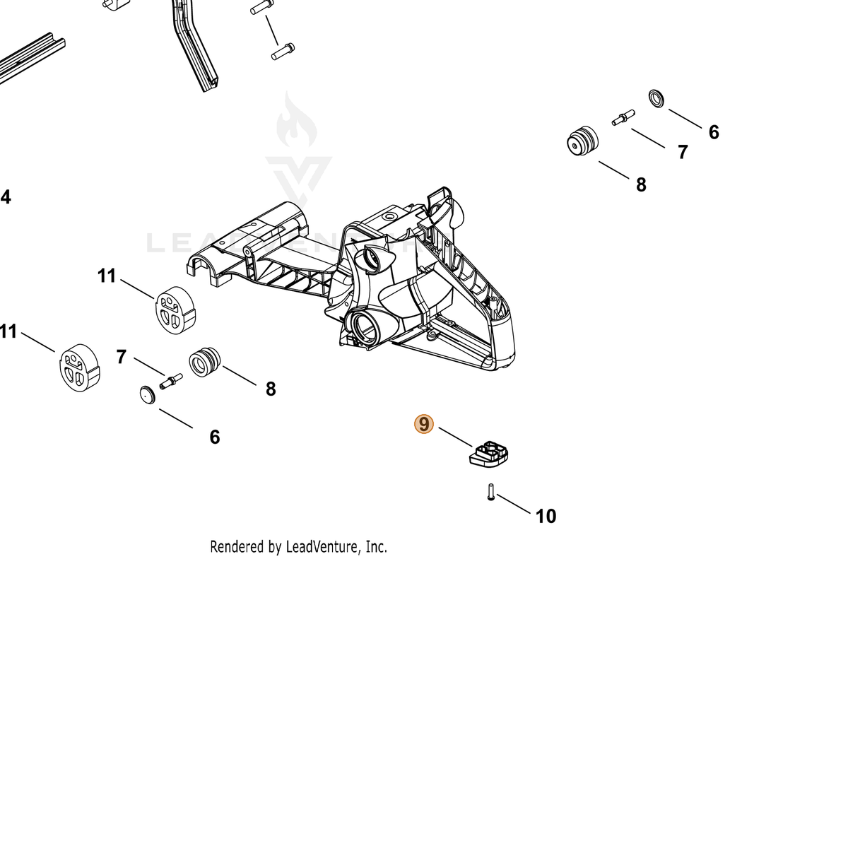 ECHO part V420005040 — IPL diagram snippet (6x zoom, amber highlight)
