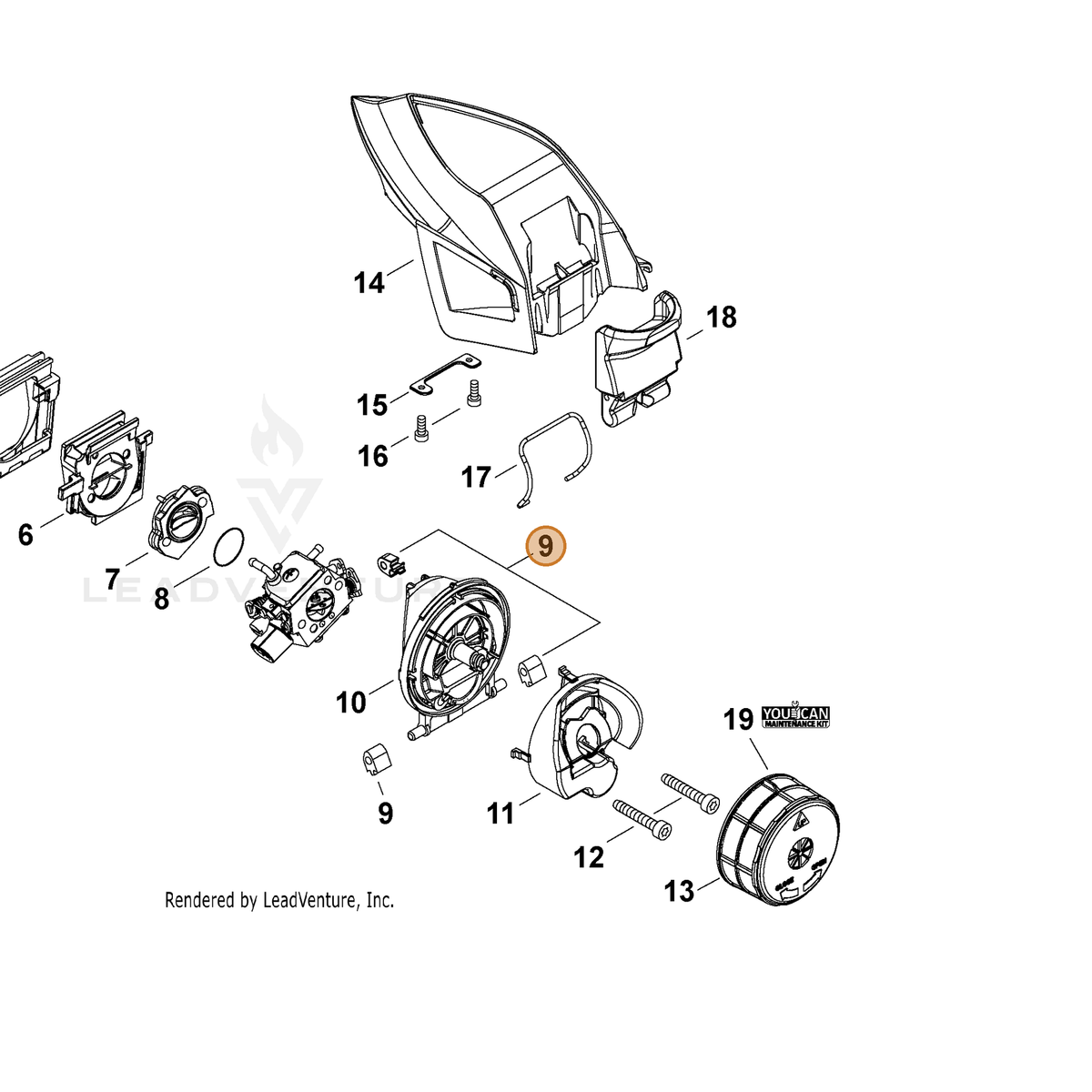 ECHO part V420005260 — IPL diagram snippet (6x zoom, amber highlight)