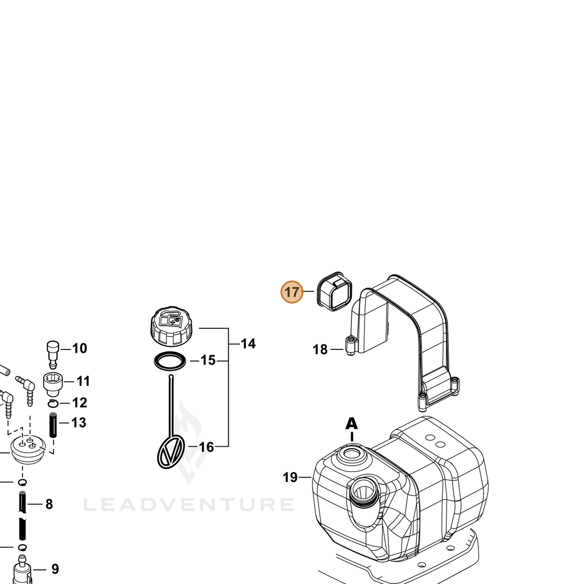 ECHO part V420005400 — IPL diagram snippet (6x zoom, amber highlight)