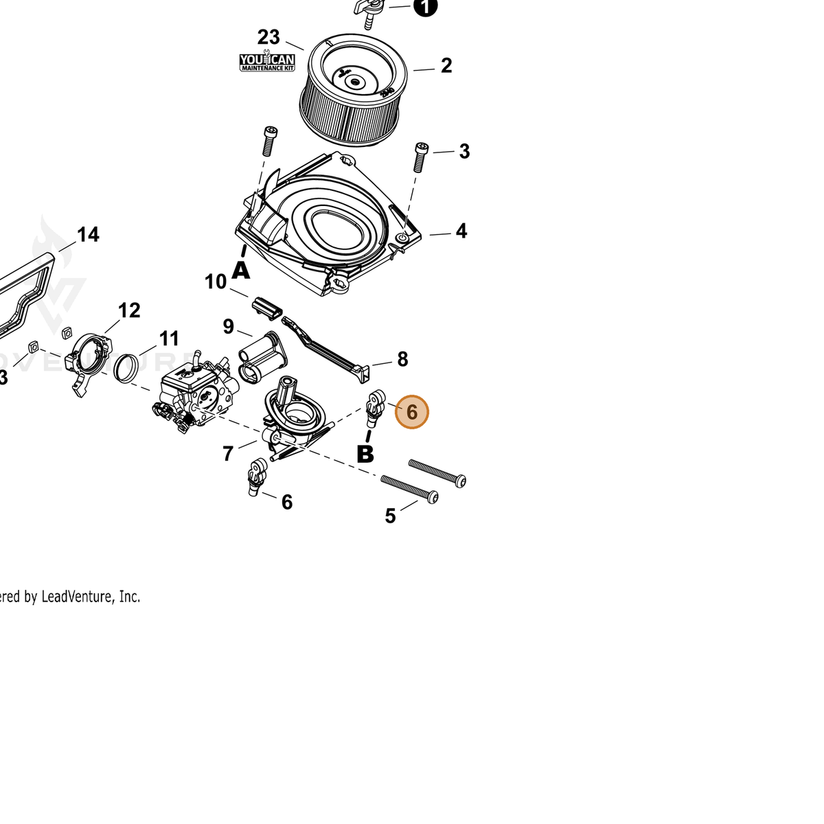 ECHO part V420005620 — IPL diagram snippet (6x zoom, amber highlight)