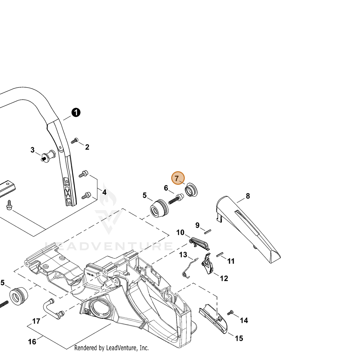 ECHO part V421000070 — IPL diagram snippet (6x zoom, amber highlight)