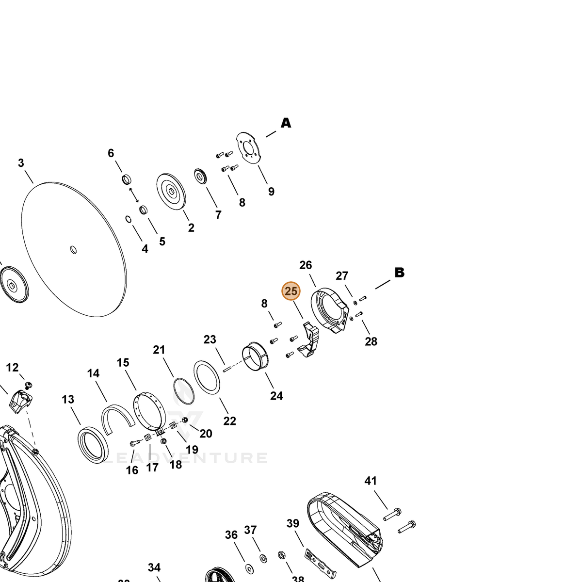 ECHO part V423000170 — IPL diagram snippet (6x zoom, amber highlight)