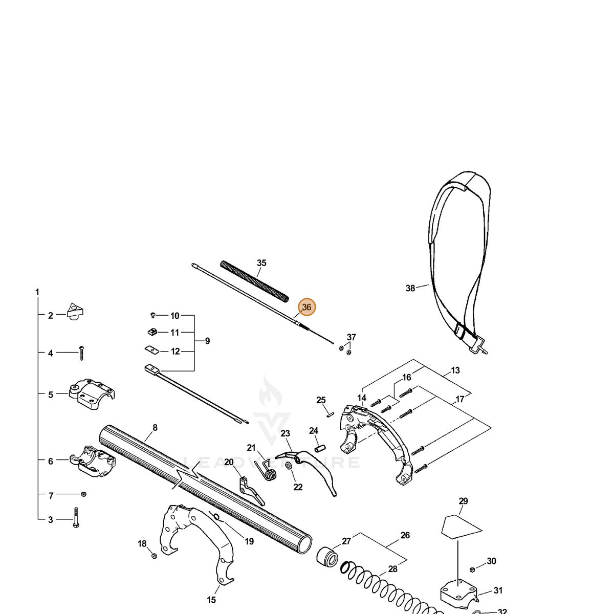 ECHO part V430000150 — IPL diagram snippet (6x zoom, amber highlight)