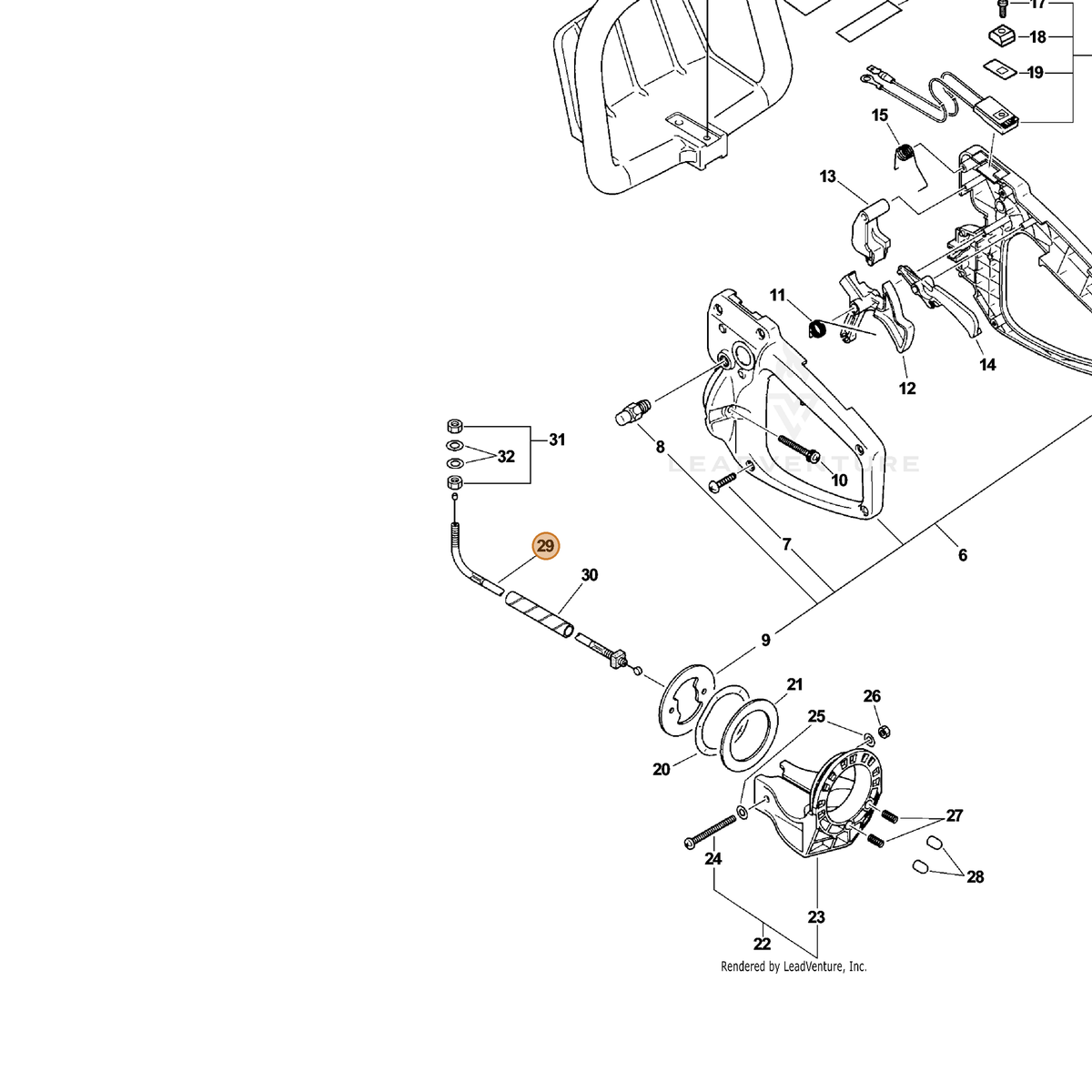 ECHO part V430000170 — IPL diagram snippet (6x zoom, amber highlight)