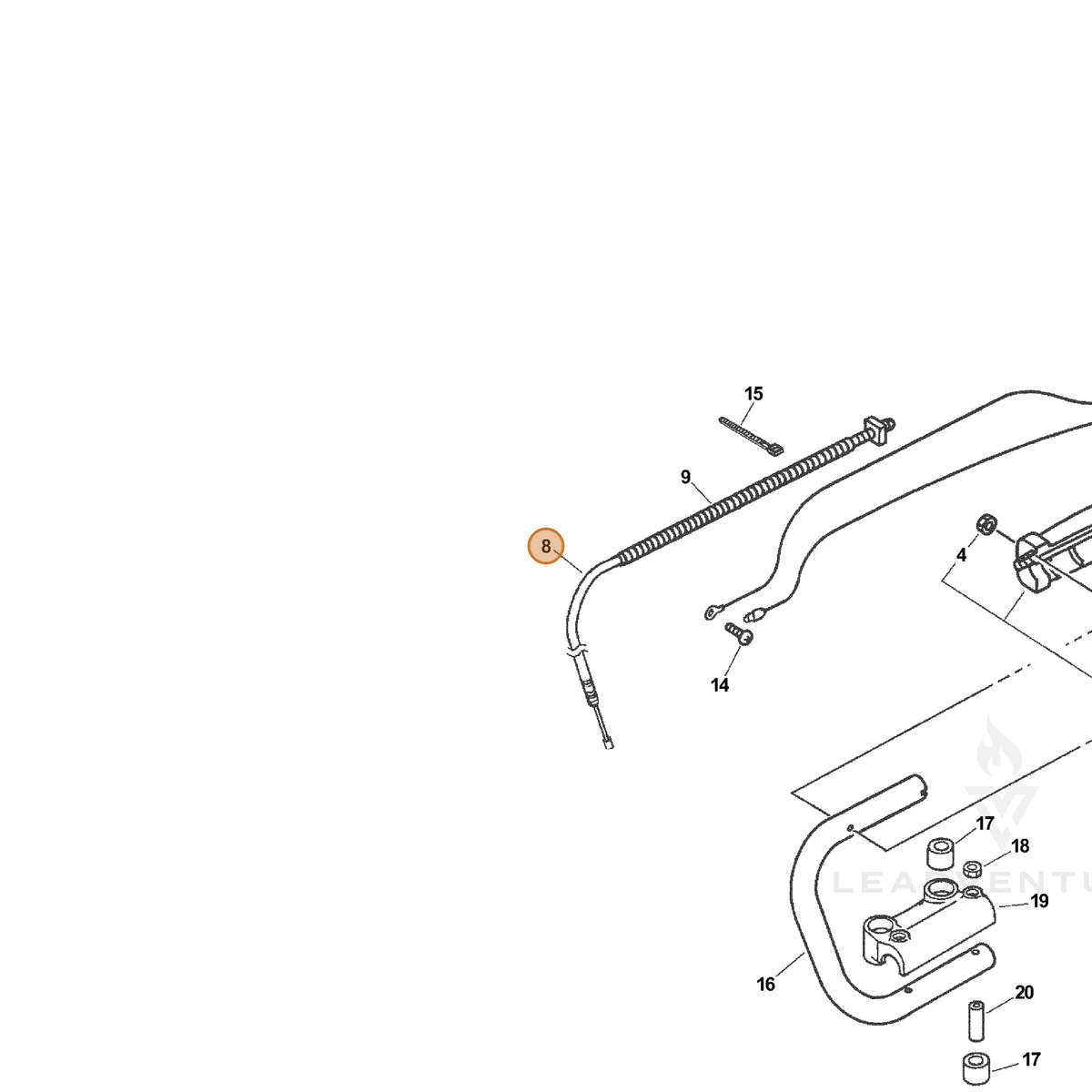 ECHO part V430000640 — IPL diagram snippet (6x zoom, amber highlight)