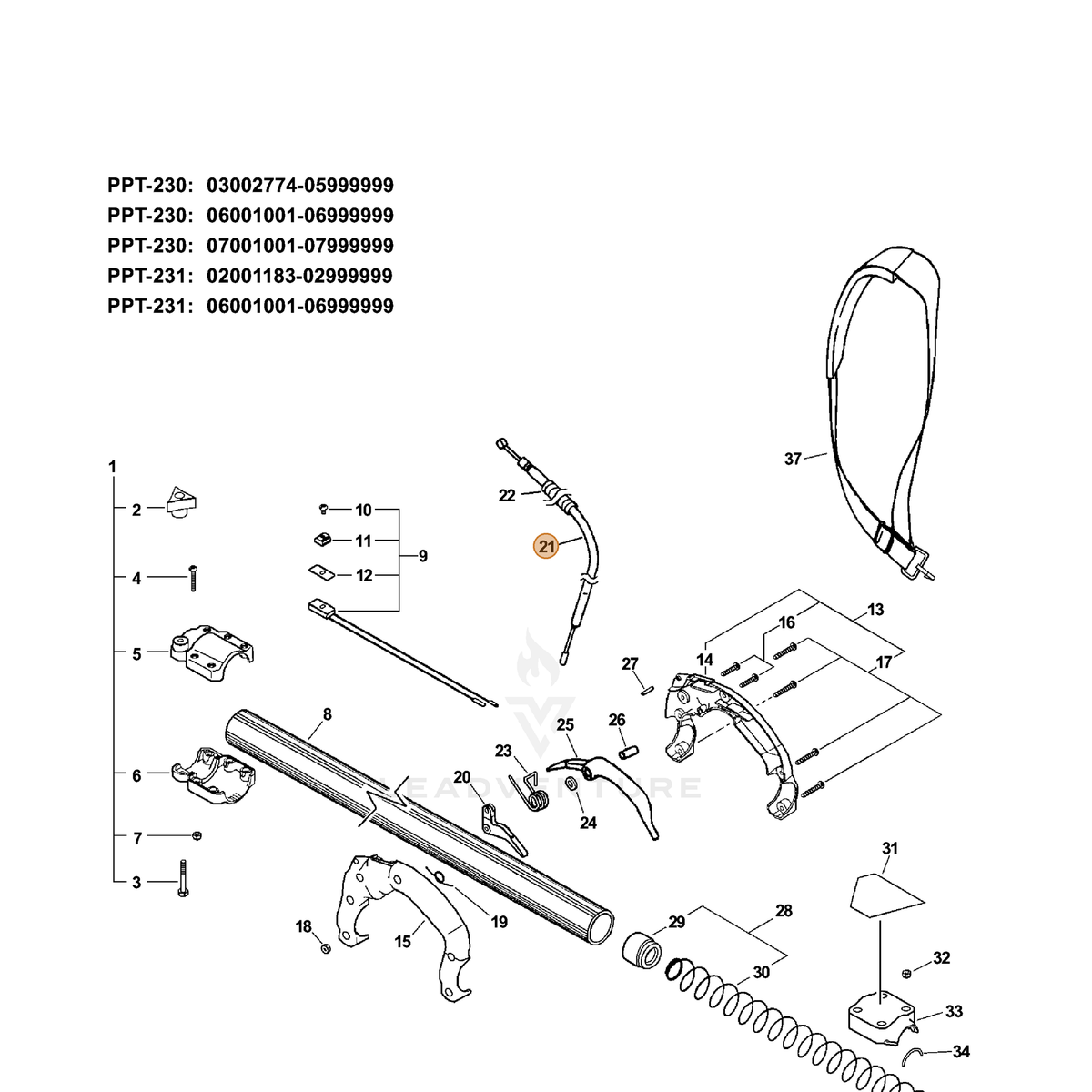 ECHO part V430000720 — IPL diagram snippet (6x zoom, amber highlight)
