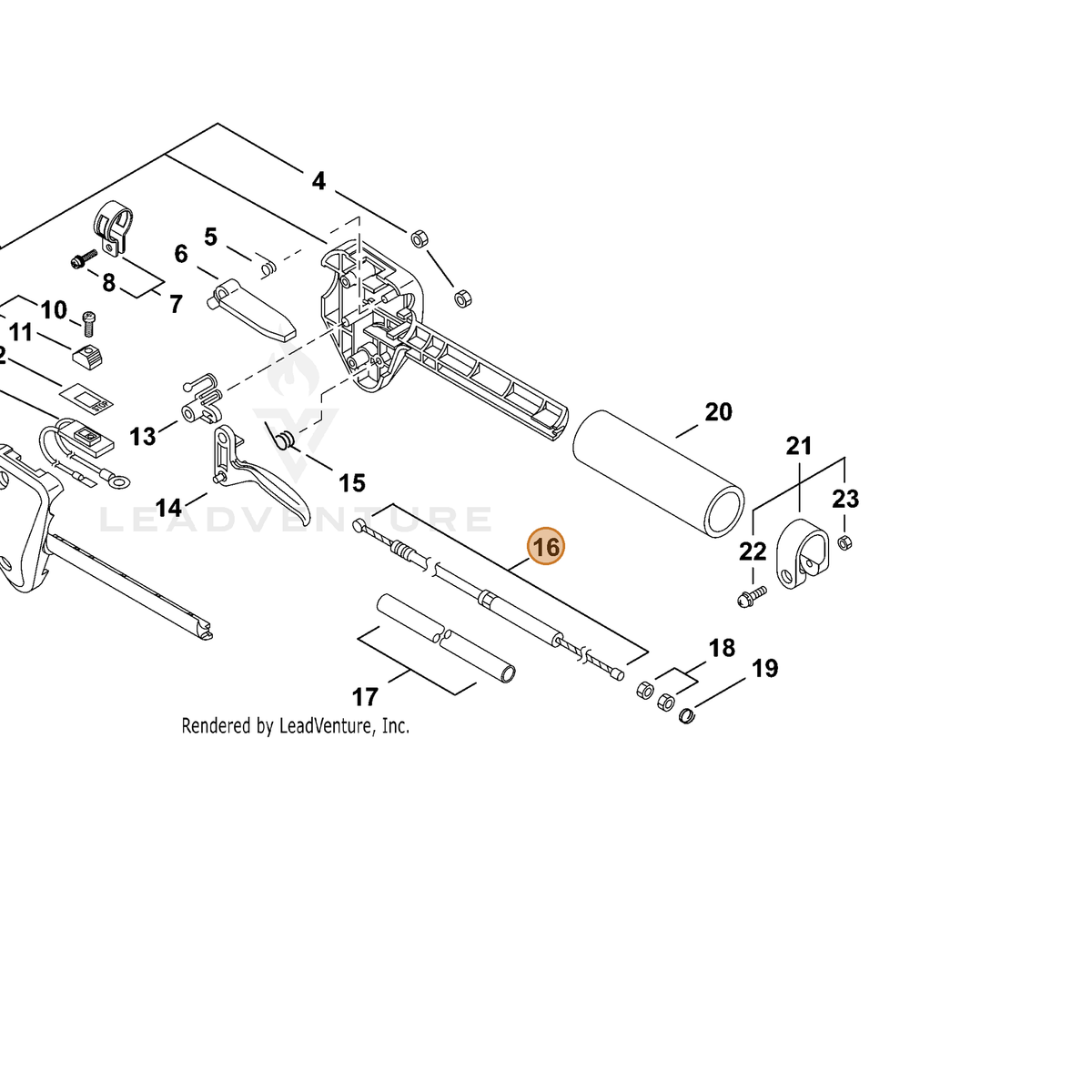 ECHO part V430001520 — IPL diagram snippet (6x zoom, amber highlight)