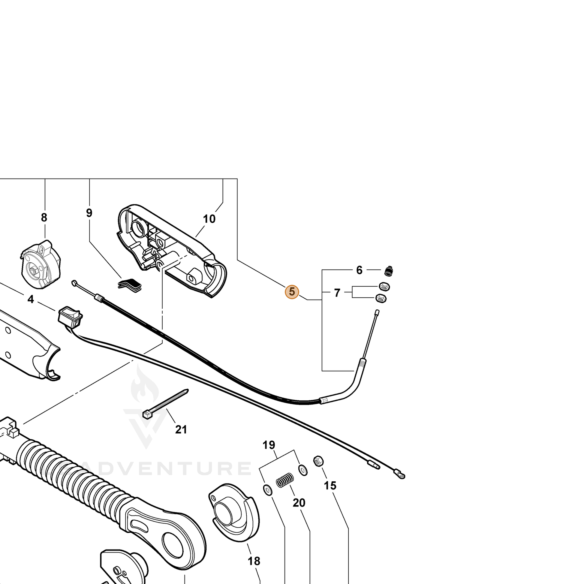 ECHO part V430001670 — IPL diagram snippet (6x zoom, amber highlight)