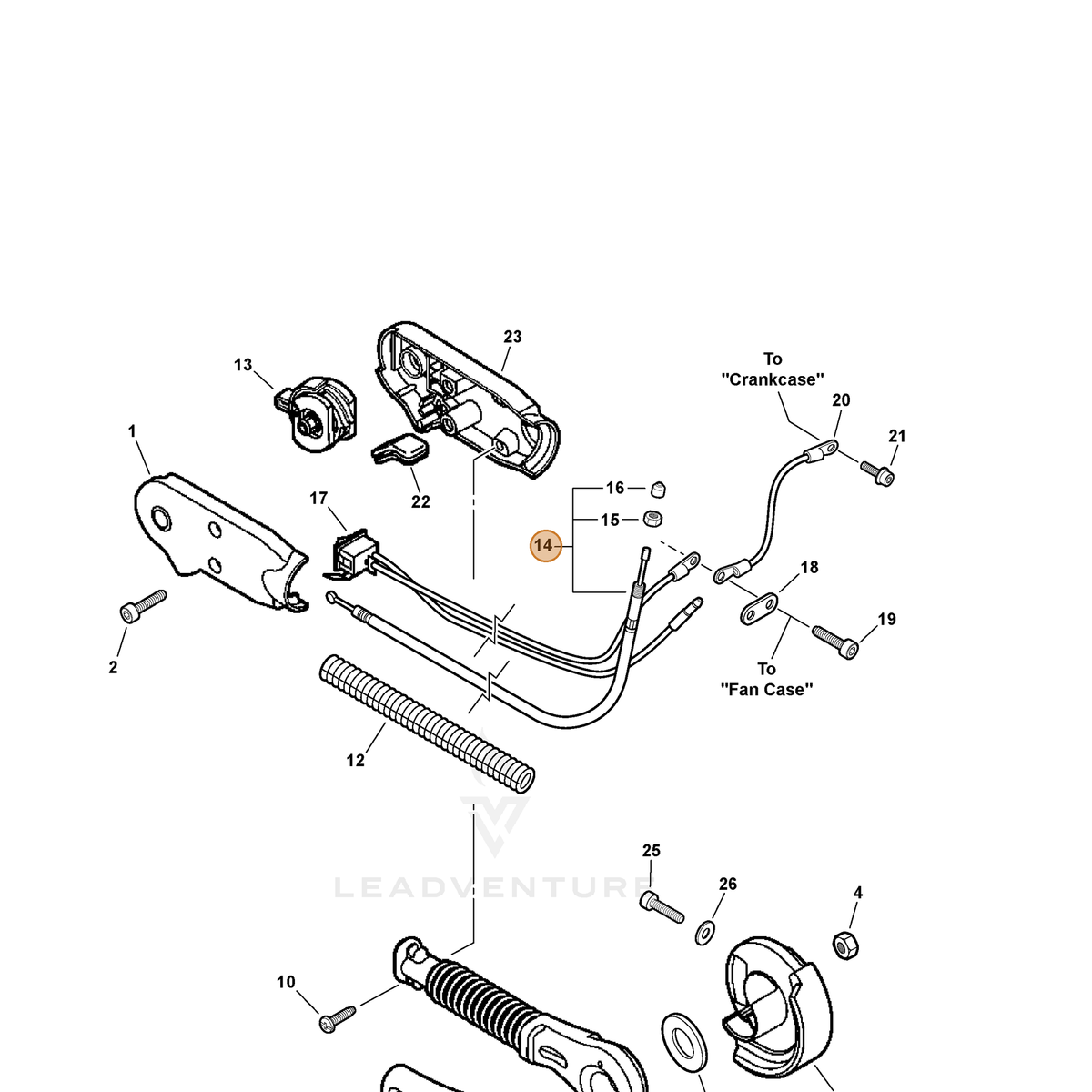 ECHO part V430001760 — IPL diagram snippet (6x zoom, amber highlight)