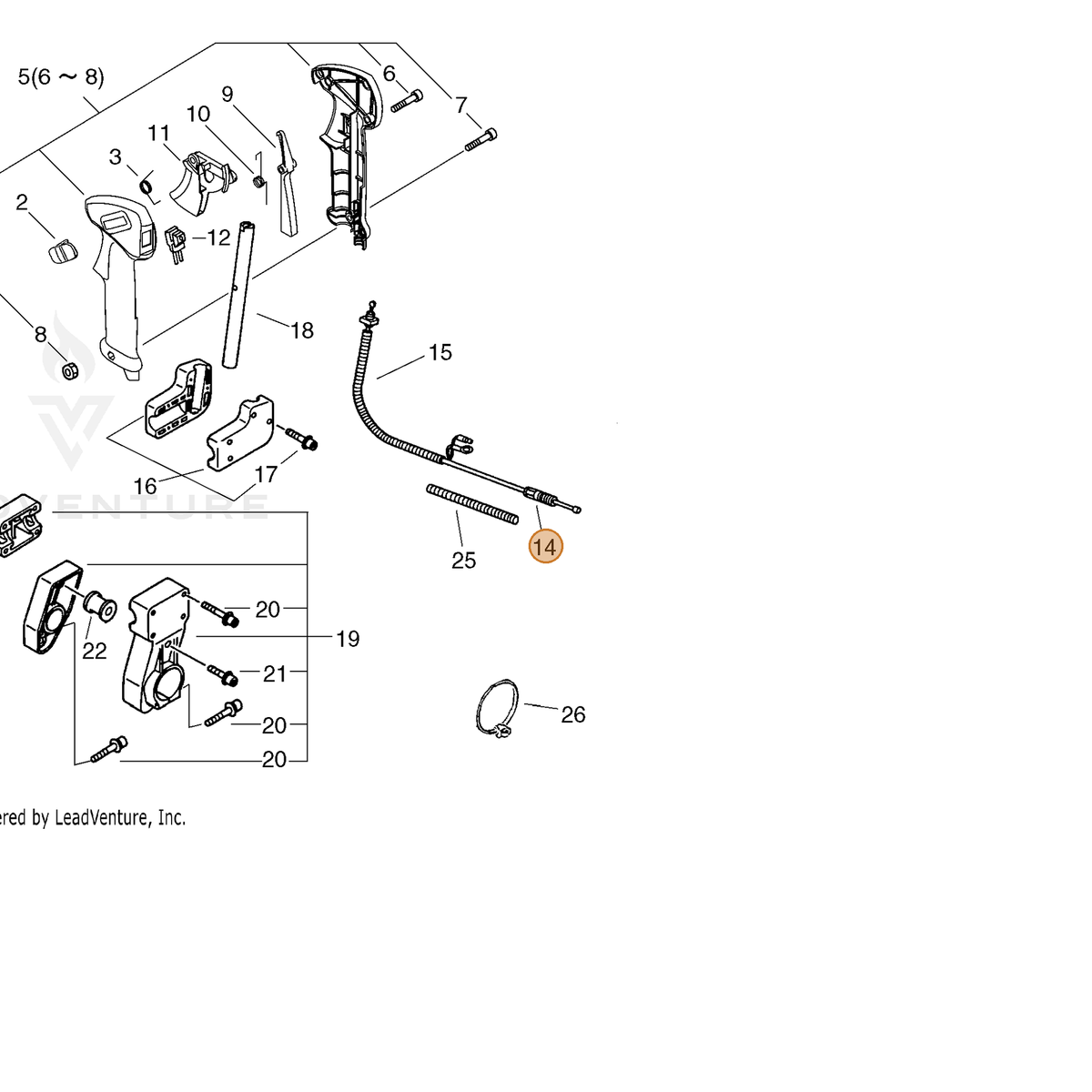 ECHO part V430002030 — IPL diagram snippet (6x zoom, amber highlight)