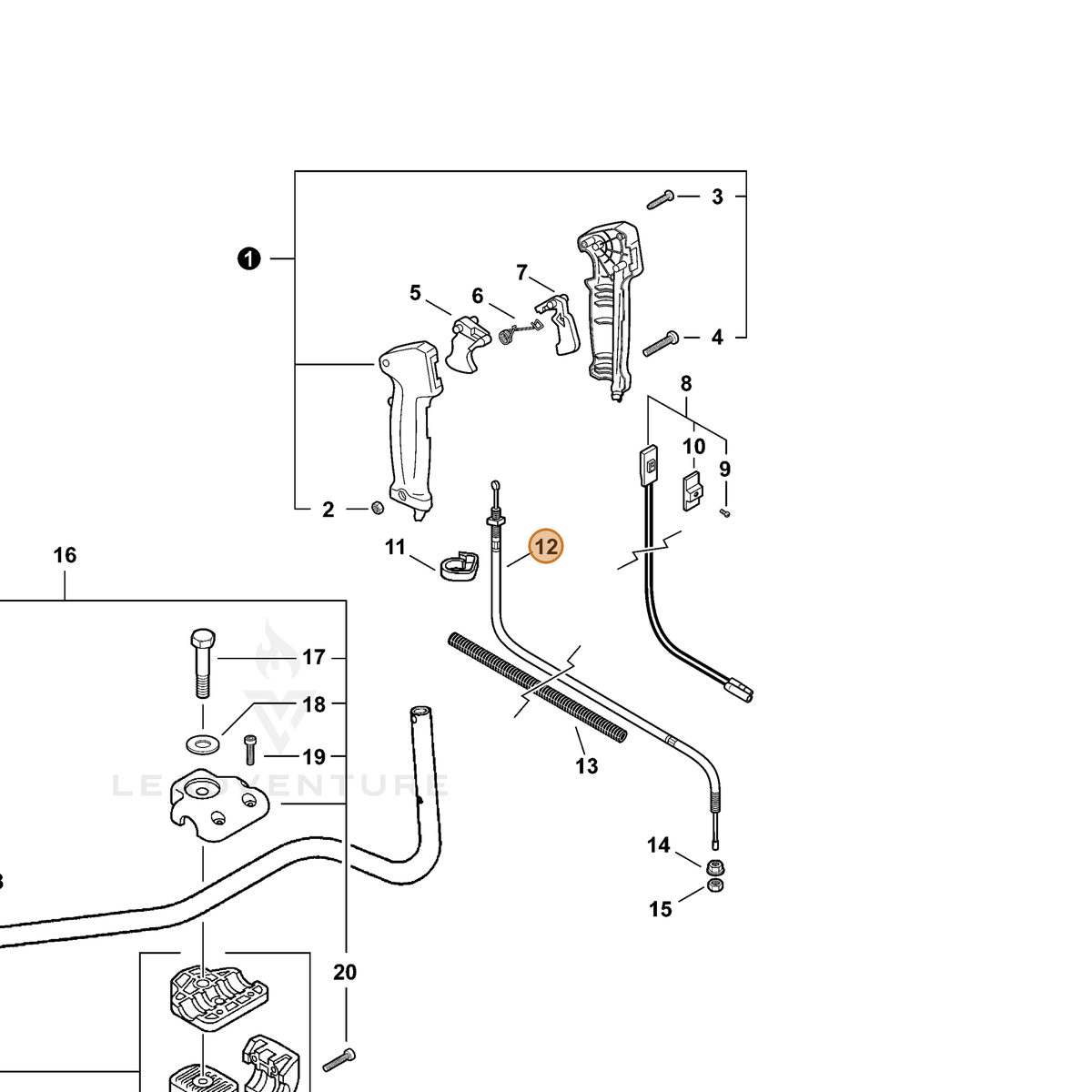 ECHO part V430002280 — IPL diagram snippet (6x zoom, amber highlight)