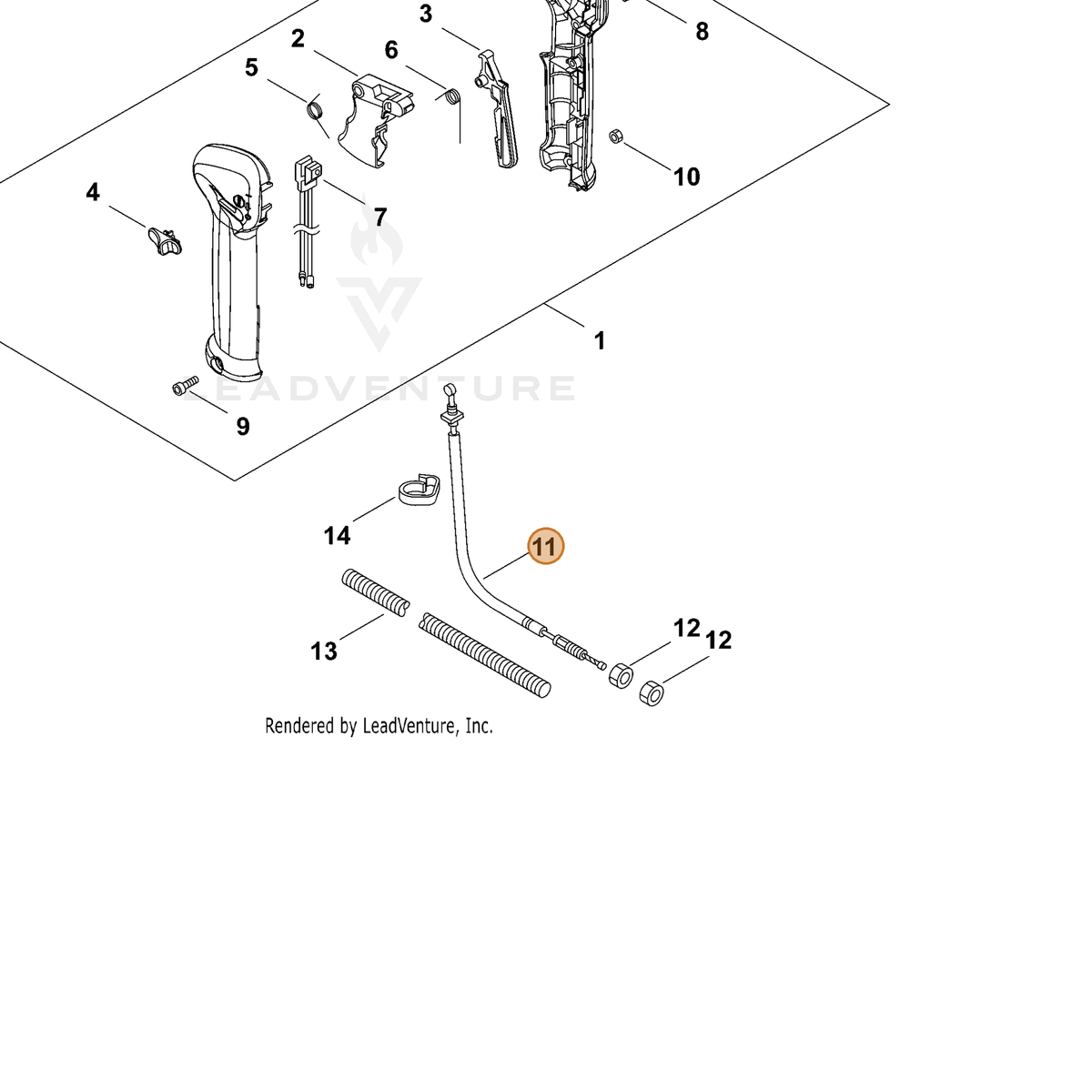 ECHO part V430002350 — IPL diagram snippet (6x zoom, amber highlight)