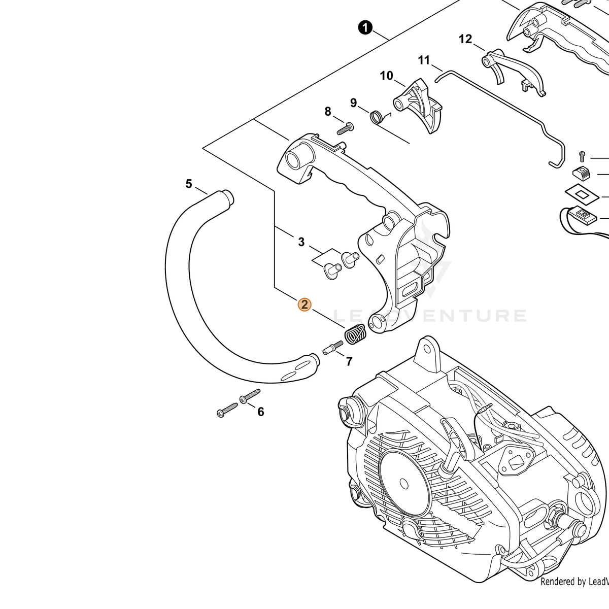ECHO part V450000340 — IPL diagram snippet (6x zoom, amber highlight)