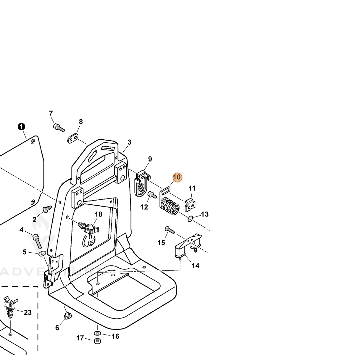 ECHO part V450000390 — IPL diagram snippet (6x zoom, amber highlight)
