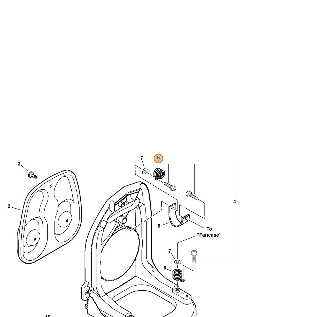 ECHO part V450000551 — IPL diagram snippet (6x zoom, amber highlight)