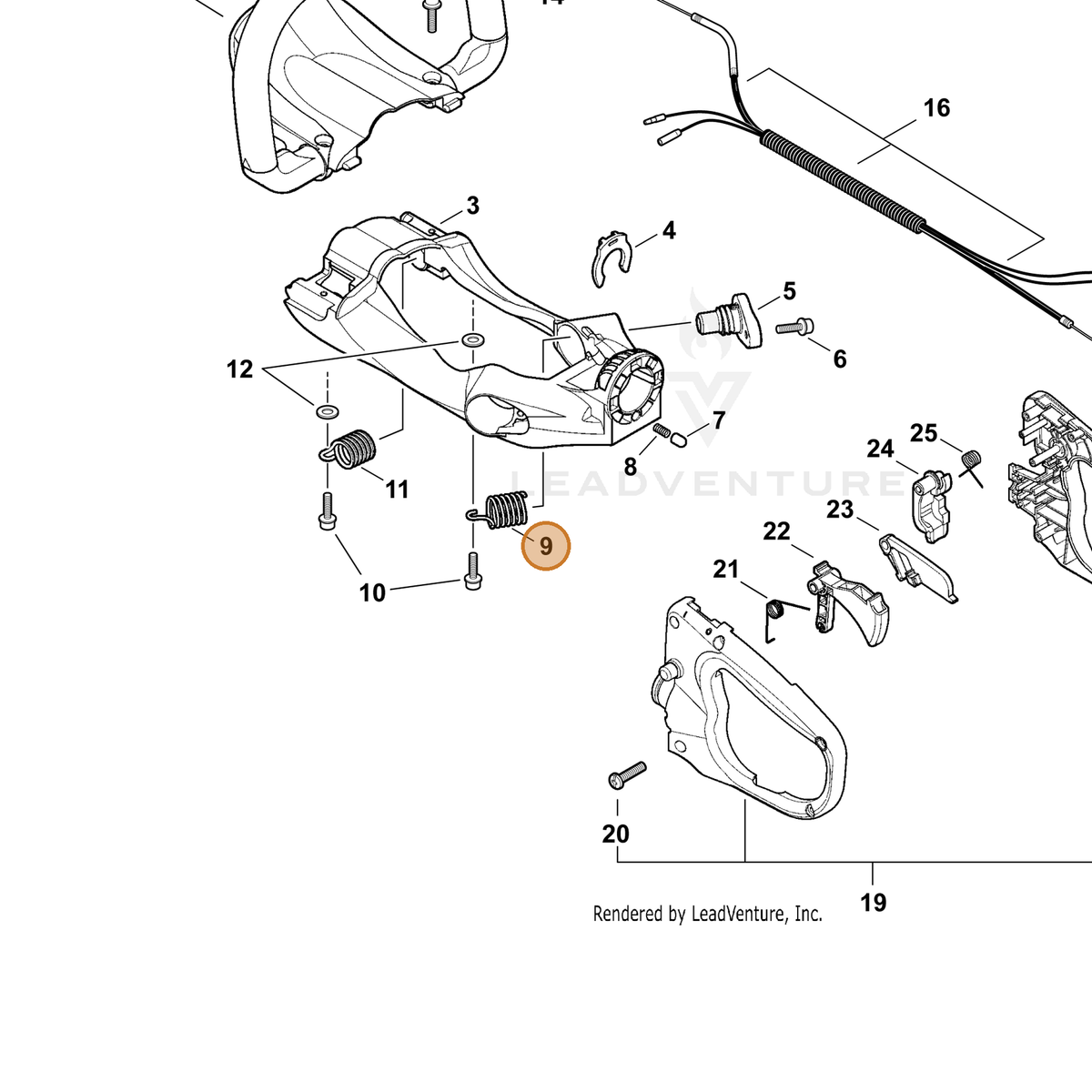 ECHO part V450000610 — IPL diagram snippet (6x zoom, amber highlight)