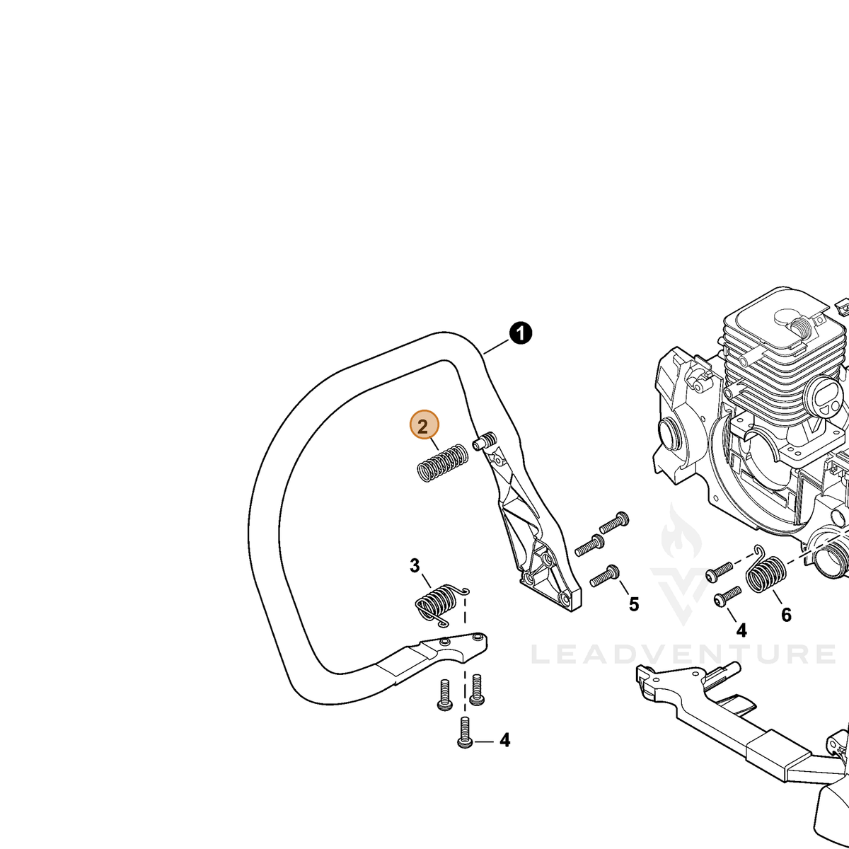ECHO part V450001610 — IPL diagram snippet (6x zoom, amber highlight)