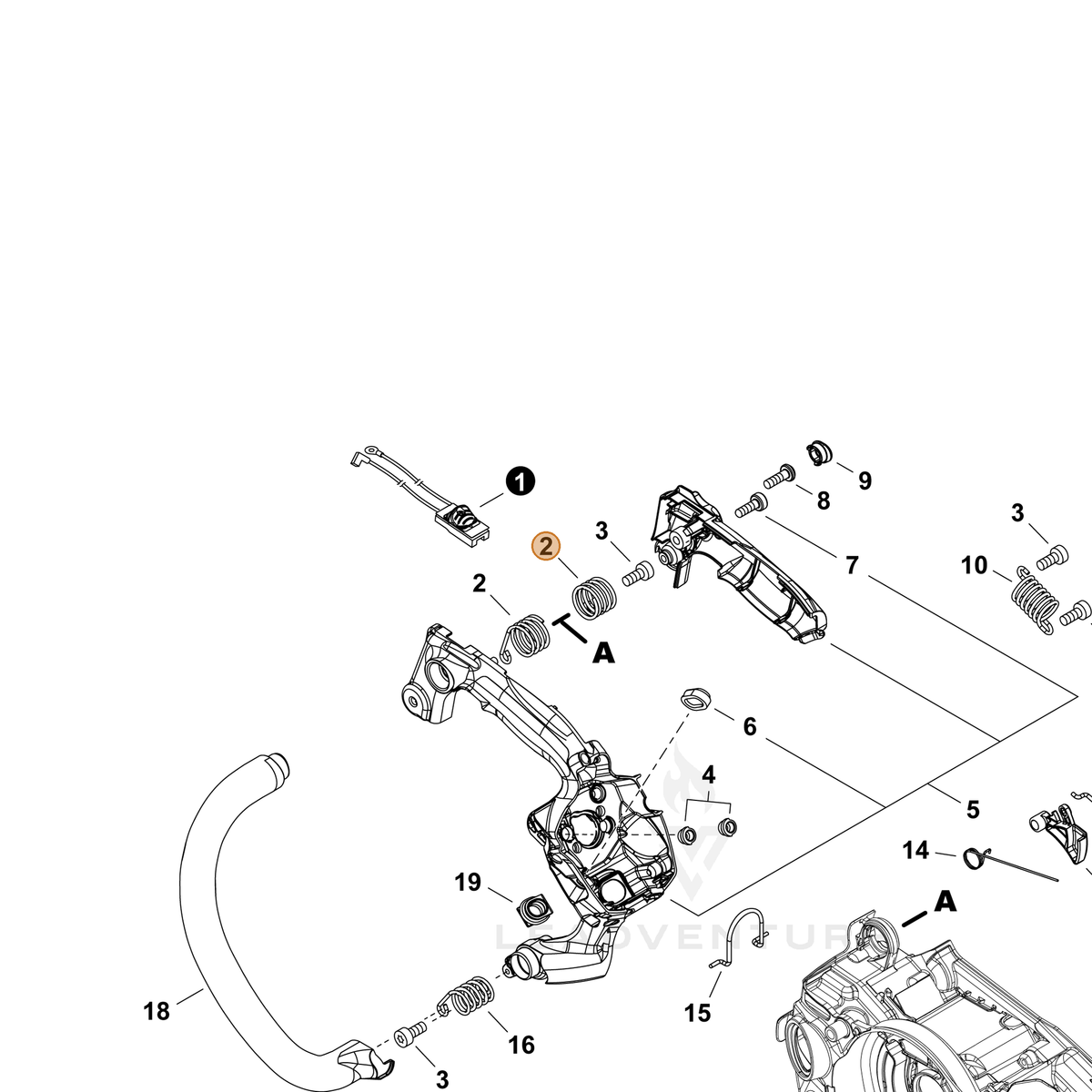 ECHO part V450002050 — IPL diagram snippet (6x zoom, amber highlight)