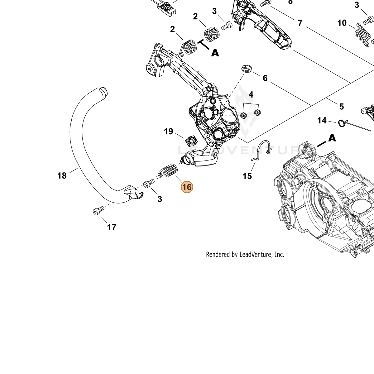 ECHO part V450002070 — IPL diagram snippet (6x zoom, amber highlight)