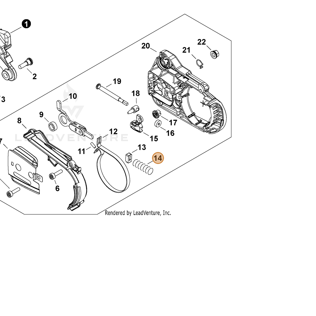 ECHO part V450002080 — IPL diagram snippet (6x zoom, amber highlight)