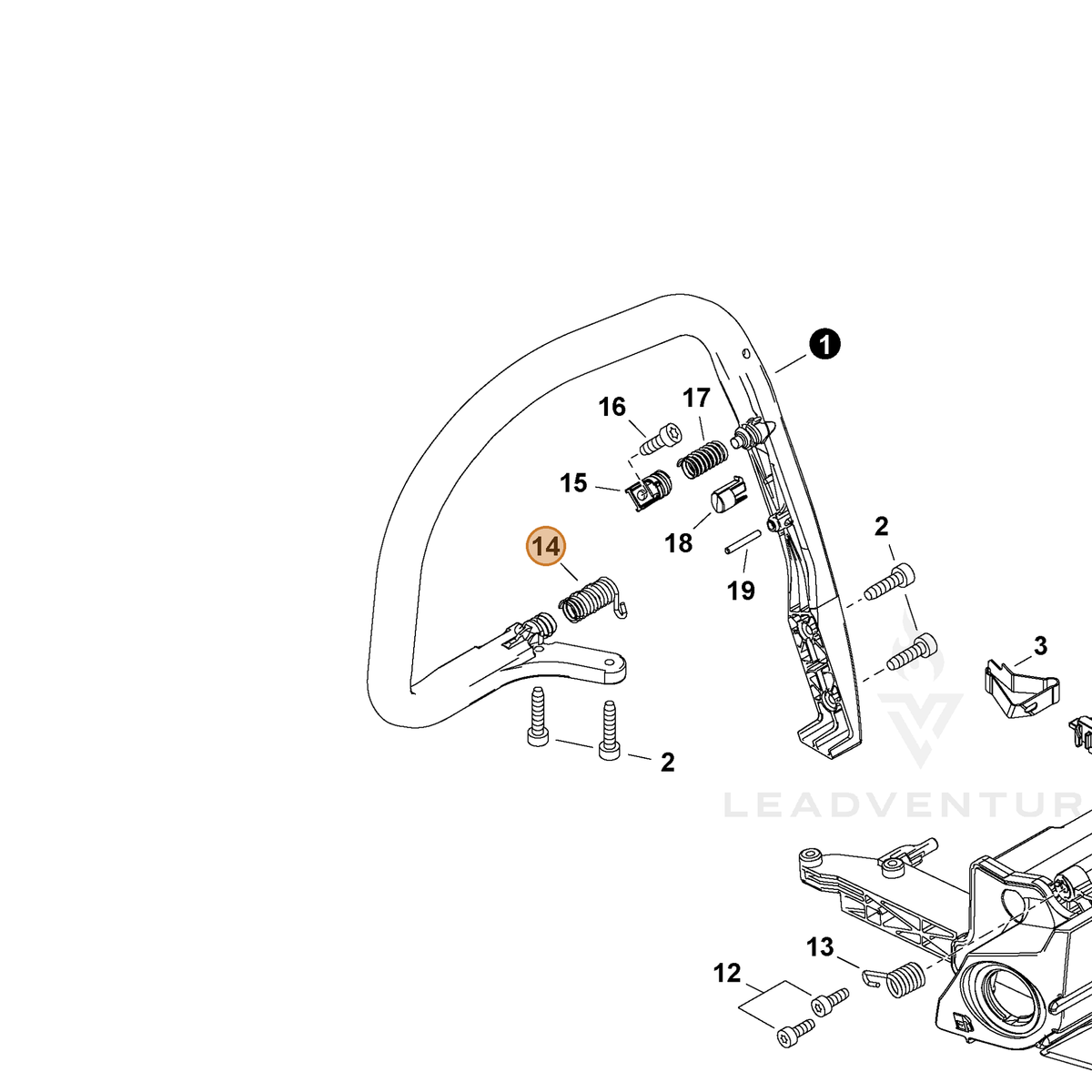 ECHO part V450002180 — IPL diagram snippet (6x zoom, amber highlight)