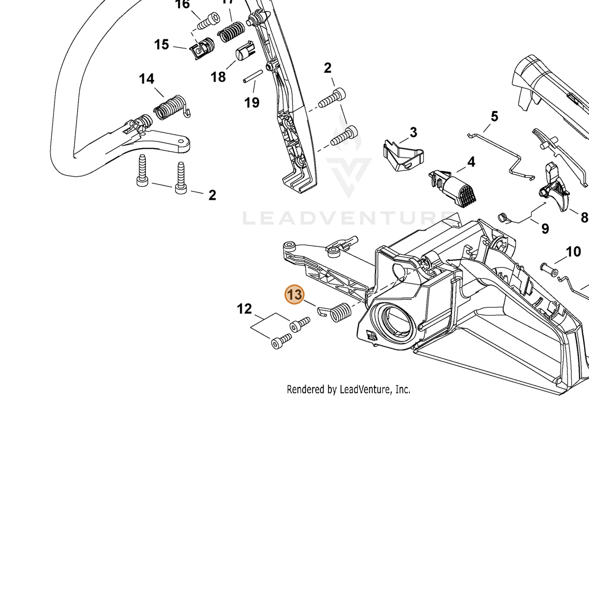 ECHO part V450002190 — IPL diagram snippet (6x zoom, amber highlight)