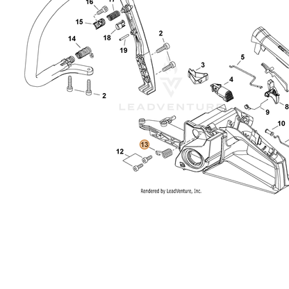ECHO part V450002190 — IPL diagram snippet (6x zoom, amber highlight)