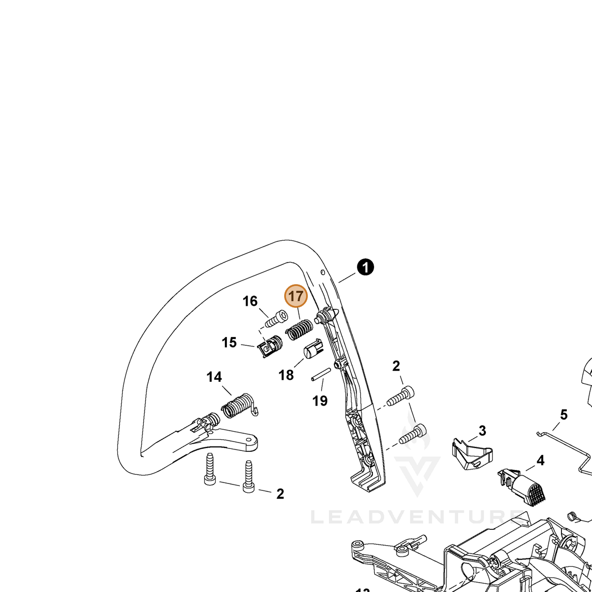 ECHO part V450002200 — IPL diagram snippet (6x zoom, amber highlight)