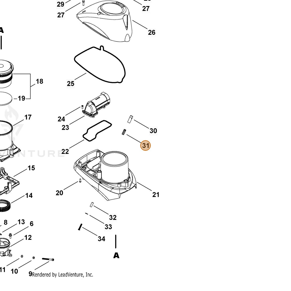 ECHO part V450002280 — IPL diagram snippet (6x zoom, amber highlight)