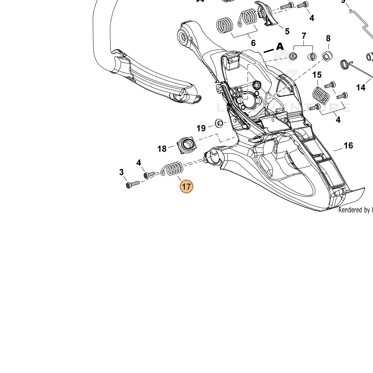 ECHO part V450002310 — IPL diagram snippet (6x zoom, amber highlight)