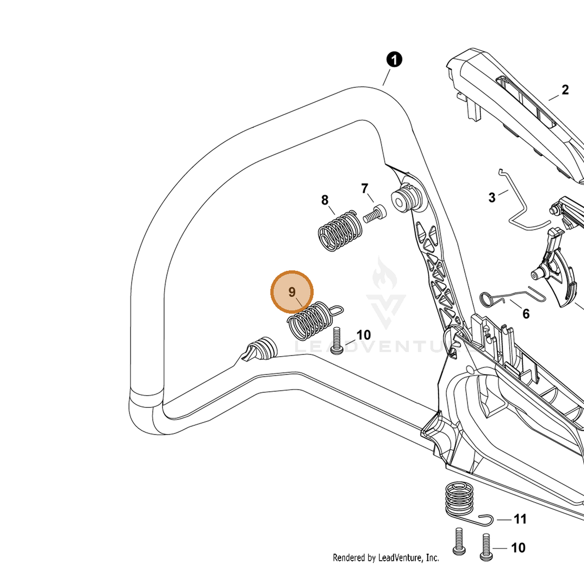 ECHO part V450002380 — IPL diagram snippet (6x zoom, amber highlight)