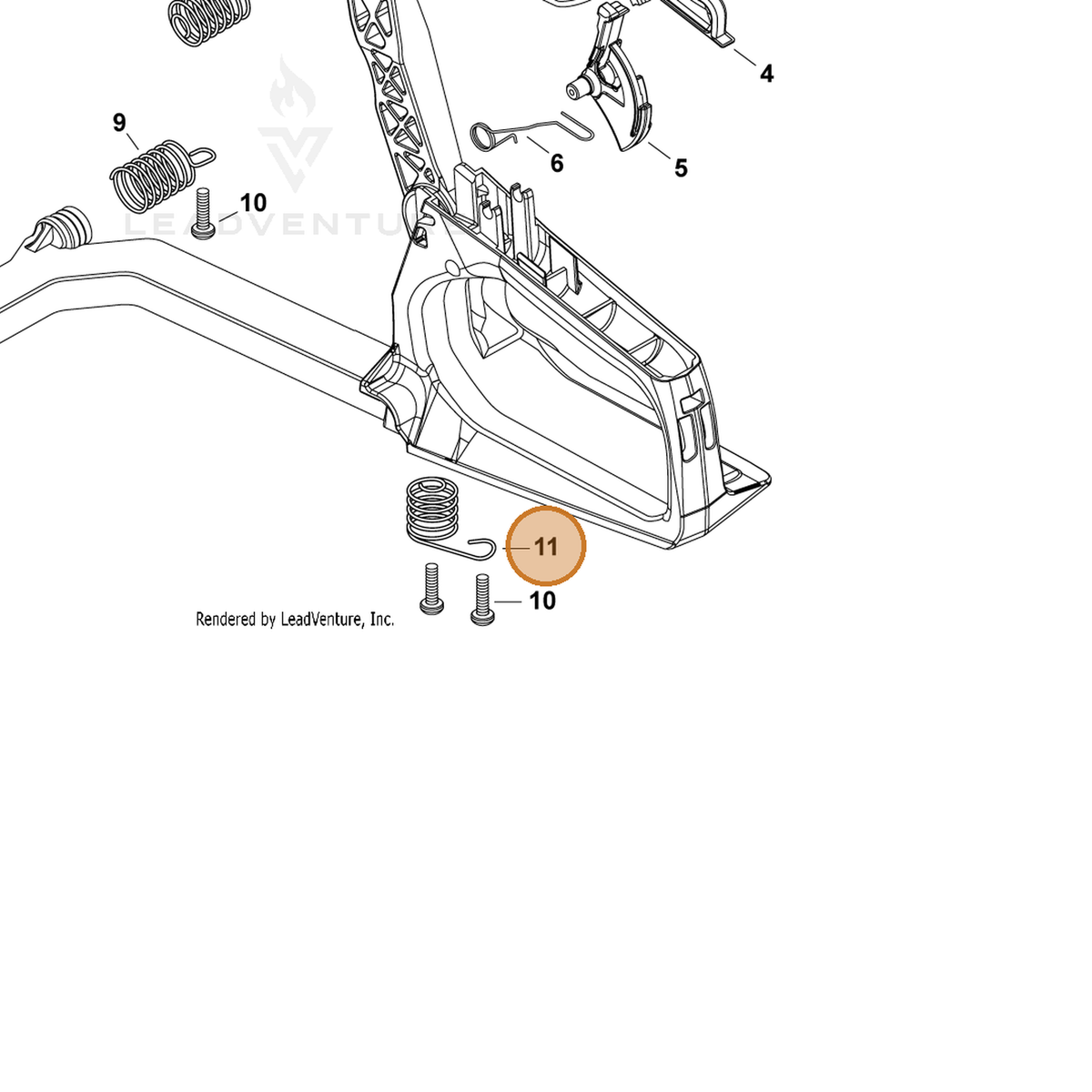 ECHO part V450002390 — IPL diagram snippet (6x zoom, amber highlight)
