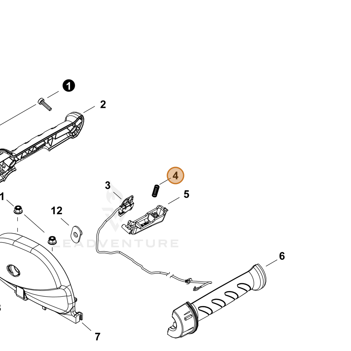ECHO part V450002490 — IPL diagram snippet (6x zoom, amber highlight)