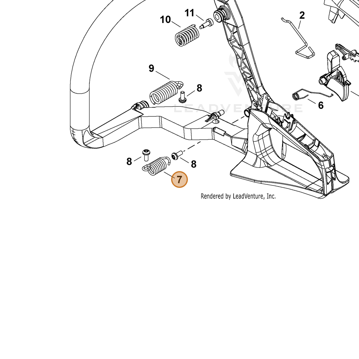 ECHO part V450002510 — IPL diagram snippet (6x zoom, amber highlight)