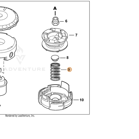 Echo part V450002590 — IPL diagram snippet (6x zoom, amber highlight)