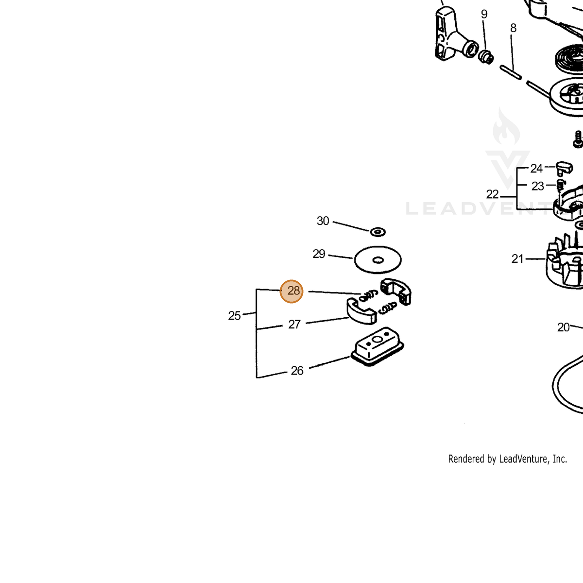 ECHO part V451000010 — IPL diagram snippet (6x zoom, amber highlight)