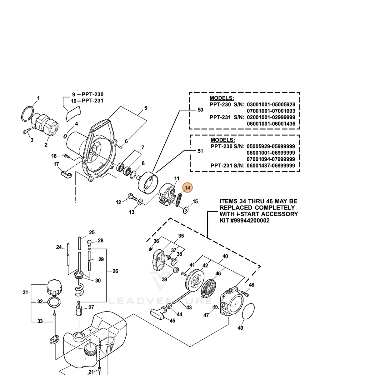 ECHO part V451000090 — IPL diagram snippet (6x zoom, amber highlight)