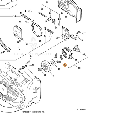 ECHO part V451000150 — IPL diagram snippet (6x zoom, amber highlight)