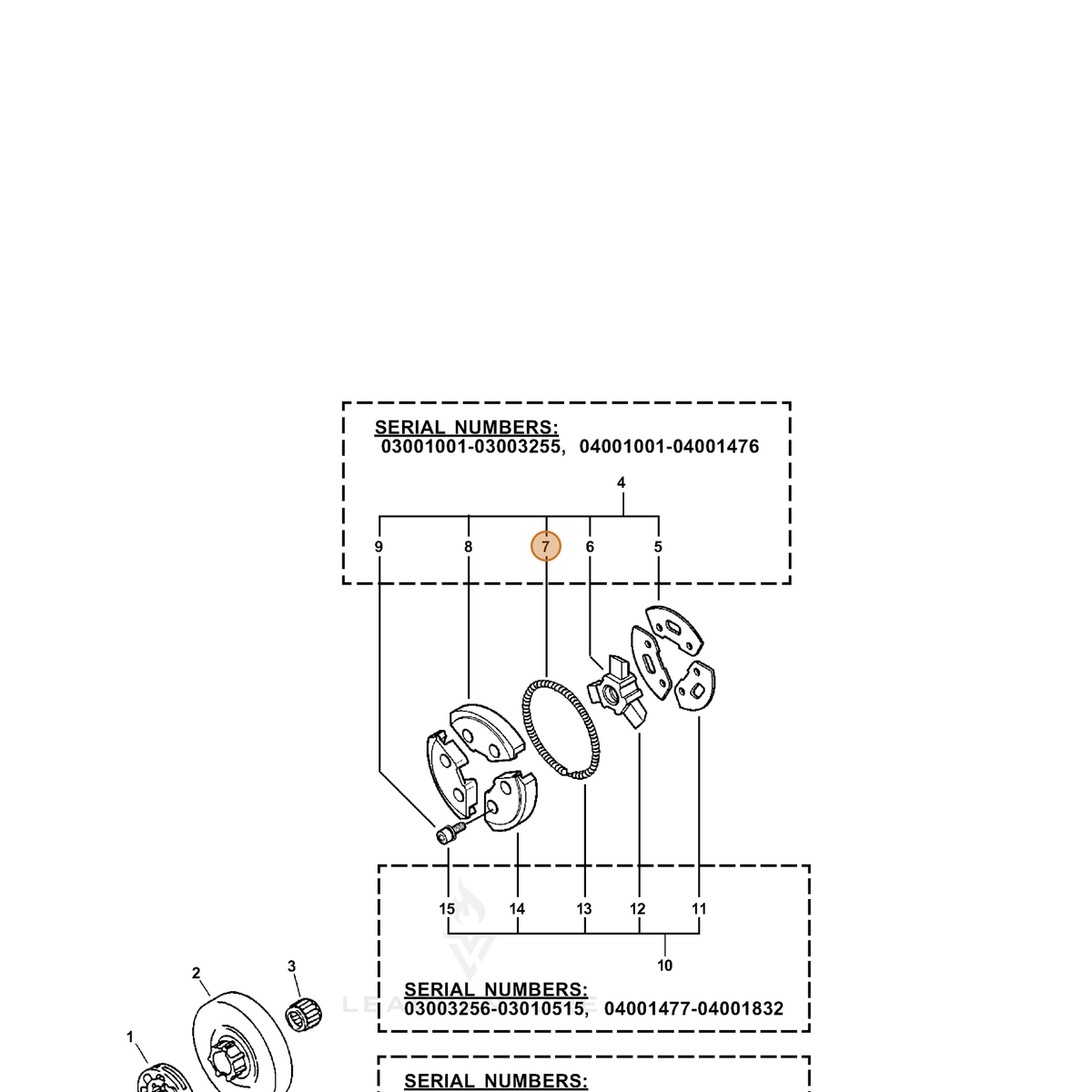 ECHO part V451000260 — IPL diagram snippet (6x zoom, amber highlight)