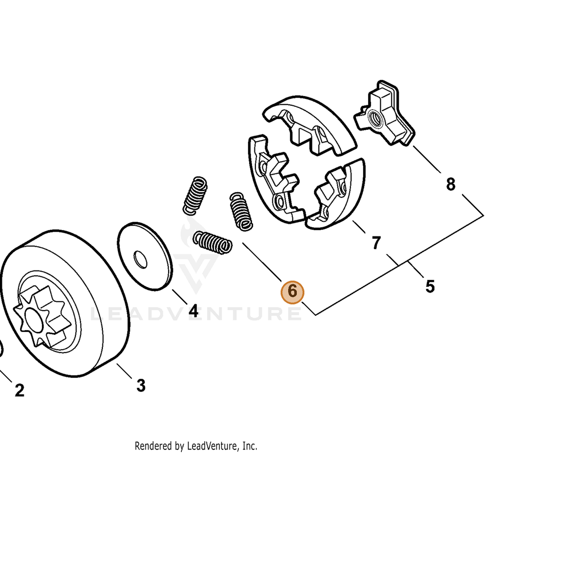 ECHO part V451000470 — IPL diagram snippet (6x zoom, amber highlight)