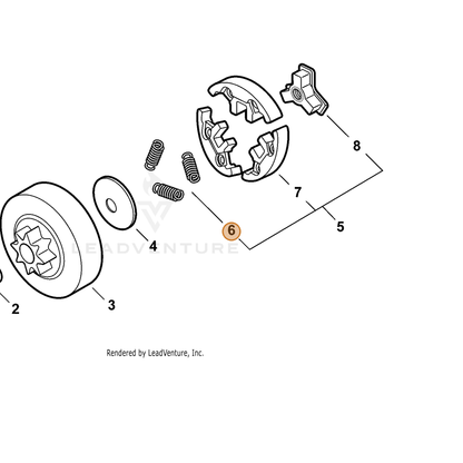 ECHO part V451000470 — IPL diagram snippet (6x zoom, amber highlight)