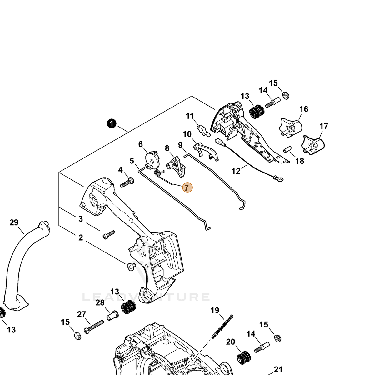 ECHO part V452000010 — IPL diagram snippet (6x zoom, amber highlight)