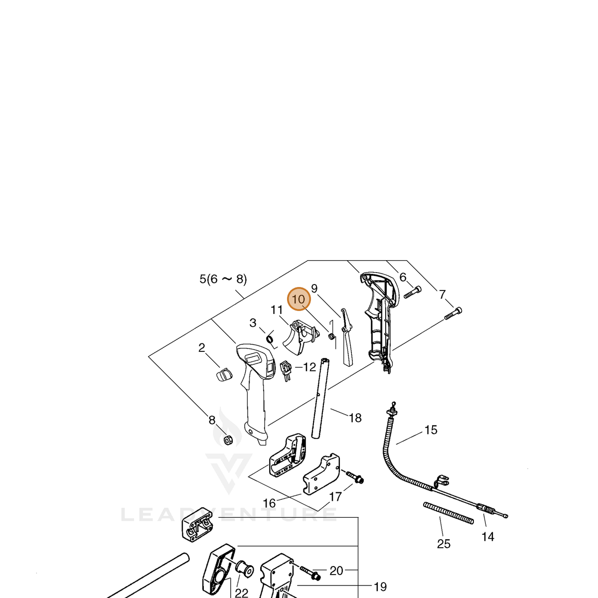 ECHO part V452000130 — IPL diagram snippet (6x zoom, amber highlight)