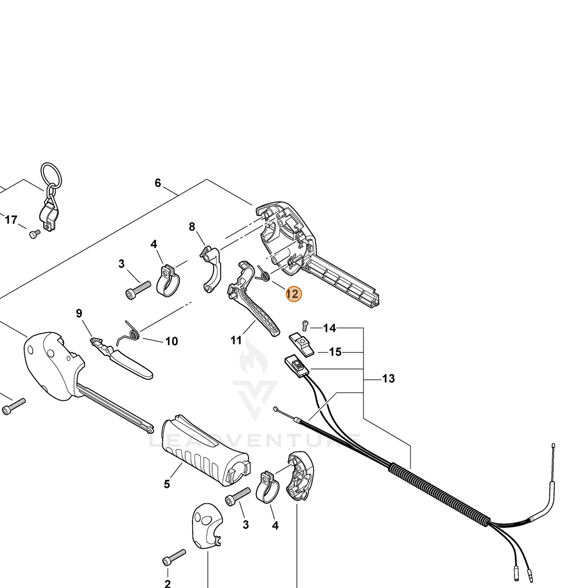 ECHO part V452000212 — IPL diagram snippet (6x zoom, amber highlight)